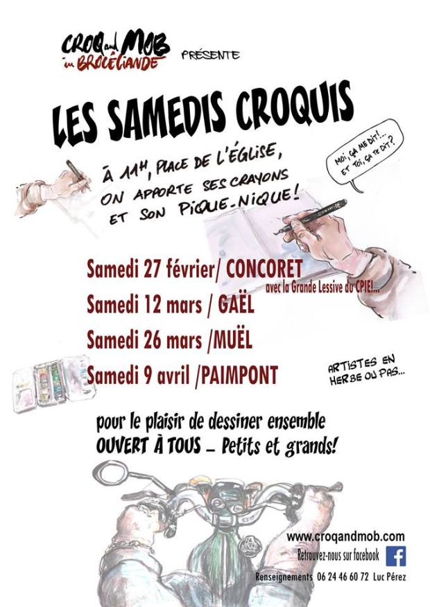 Samedis Croquis Brocéliande, 2016,  Concoret Gaël Muël Paimpont, Croq and Mob
